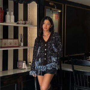 Tweed cardigan, designer quality